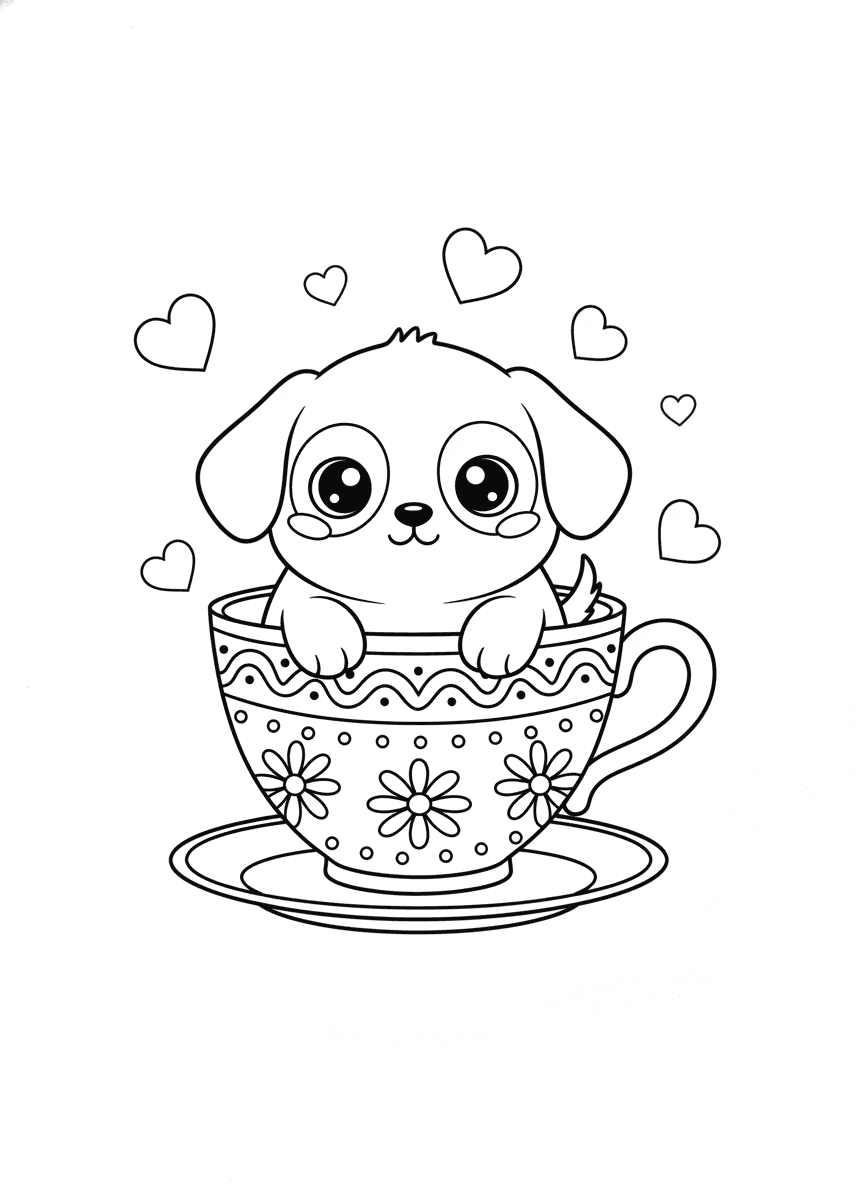 Teacup Puppy coloring page preview