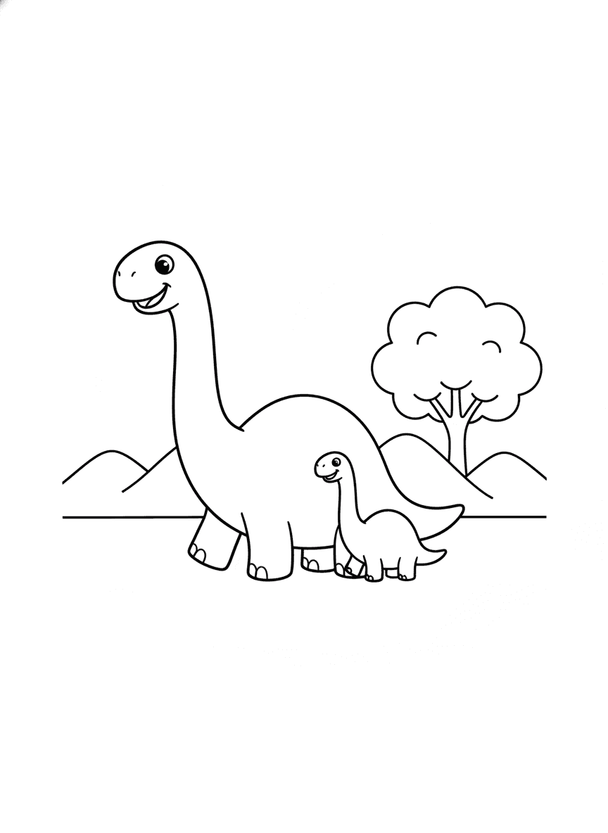 Dinosaur Family Walk coloring page preview
