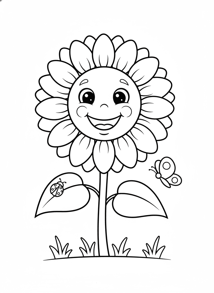 Sunny Sunflower coloring page preview