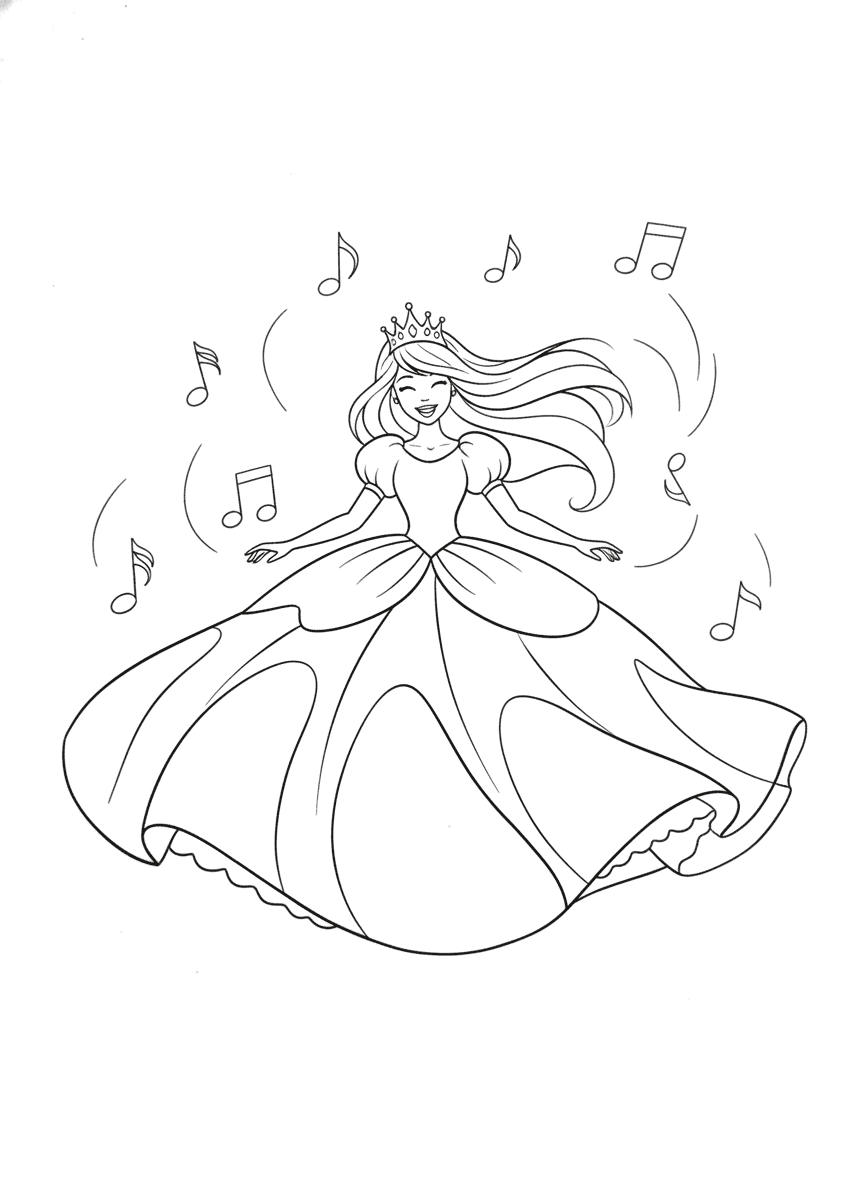 Princess Dancing at the Ball coloring page preview