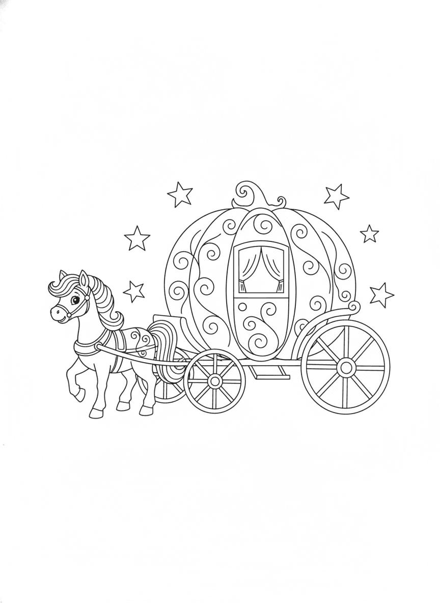 Royal Pumpkin Carriage coloring page preview