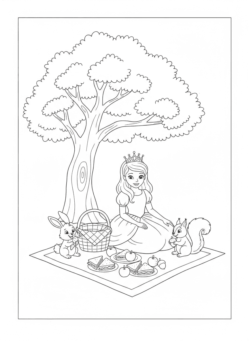 Royal Garden Picnic coloring page preview