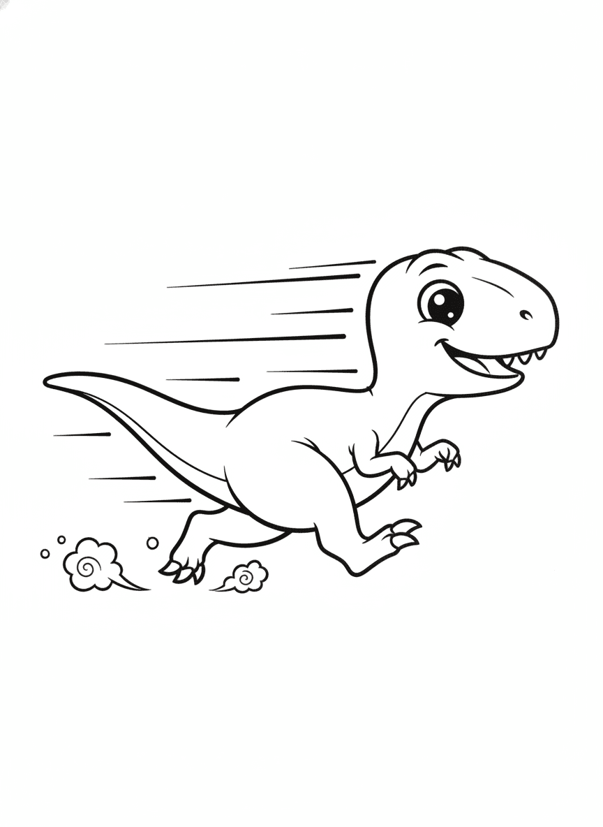 Speedy Raptor on the Run coloring page preview